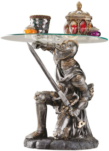 Knight Sculptural Castle Table Base and Glass Top
